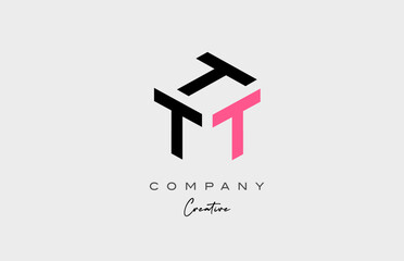 pink T three letter alphabet letter logo icon design. Creative template for business and company