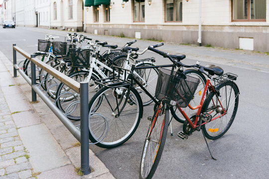 bicycle parking in a big city