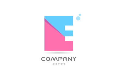 Obraz premium E pink blue geometric alphabet letter logo icon. Creative template for company and business