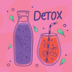 detox lettering with drinks