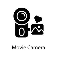 Movie Camera vector Solid Icon Design illustration on White background. EPS 10 File 