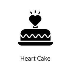 Heart Cake vector Solid Icon Design illustration on White background. EPS 10 File 