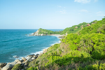 Fototapeta premium Cañaveral beach at sunset in Tayrona national park, Colombia