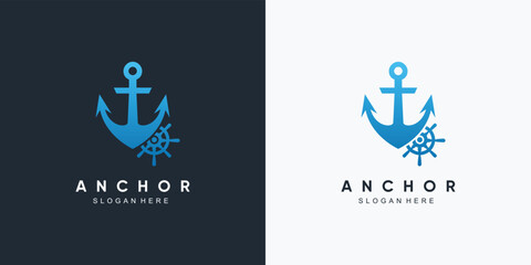 Anchor marine icon logo design template with creative element