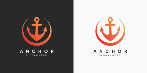 Anchor marine icon logo design template with creative element