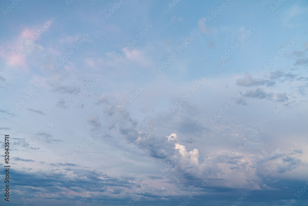 Canvas Prints beautiful high resolution sunset sky replacement background with a layer of low lying cumulus clouds
