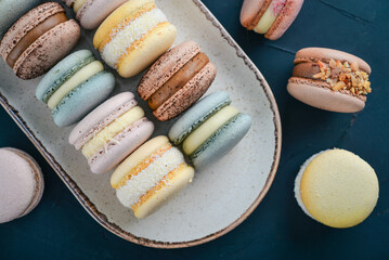 Colorful french macarons