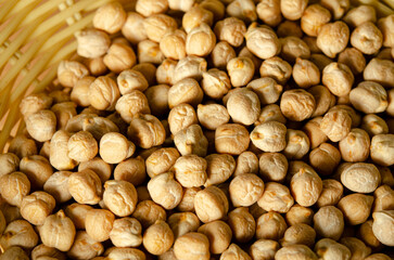A bunch of chickpeas close up. Isolated