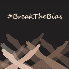 International Women's Day web banner illustration. 8th march. Break The Bias campaign. Diverse women of different cultures. The struggle for rights, independence, equality.  - obrazy, fototapety, plakaty
