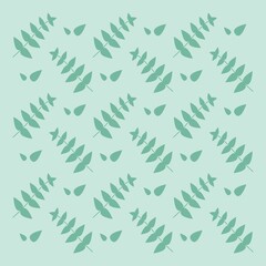 Seamless pattern with leaves on green background. Wallpaper design.