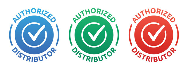 Authorized distributor sticker label business sign vector icon illustration. - obrazy, fototapety, plakaty