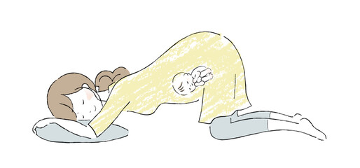 逆子体操（胸膝位）する妊婦さん