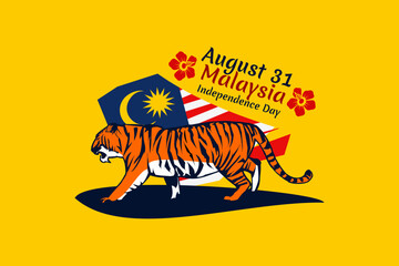 August 31, Independence day of Malaysia vector illustration. Suitable for greeting card, poster and banner. 