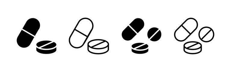 Pills icon vector. capsule icon. Drug sign and symbol