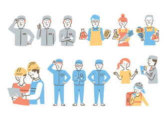 いろいろな職業の人たち_セット_色