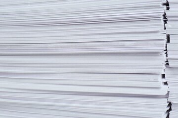 Stack of white paper sheets, closeup view