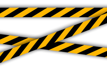 Warning tape. Black and yellow striped line. Vector illustration. Stock image.
