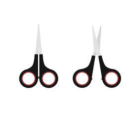 Smal scissors illustration vector flat design editable. Scissor icon. scissors open and close.