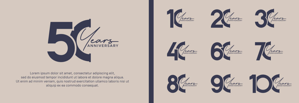 Set Of Anniversary Logo Black Color On Brown Background For Celebration Moment