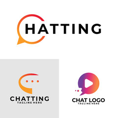 chatting logo set vector design