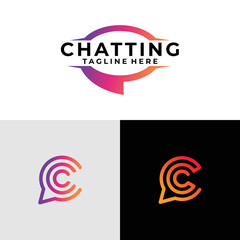 chatting logo set vector design