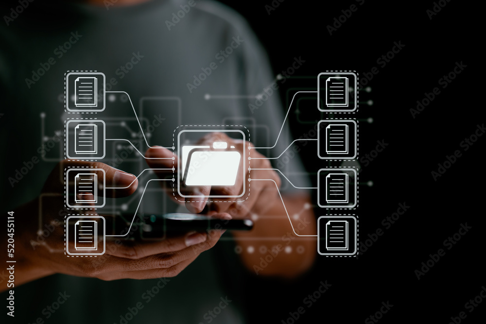 Leinwandbilder Document Management System (DMS), online documentation database, and process automation for ERP. Corporate IT.