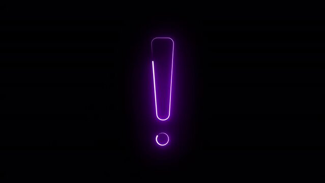 Colorful Neon Lights Exclamation Mark Icon Design. Glowing Led Light Question Mark. Glowing illuminated  exclamation sign icon.