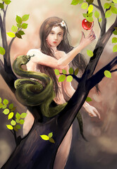 Eve eating the forbidden fruit
