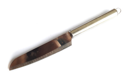 Stainless steel kitchen knife on a white background. kitchen tools