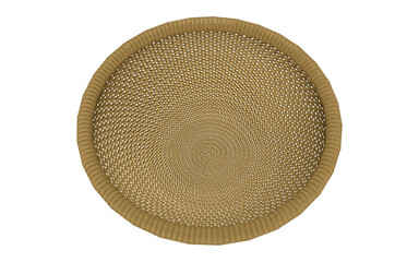 Isolated Top View of Traditional Basket or Handmade Bowl on White Background, It is Indian, Bangadeshi and Pakistani Cultural Handmade Crockery, 3D Render illustration.