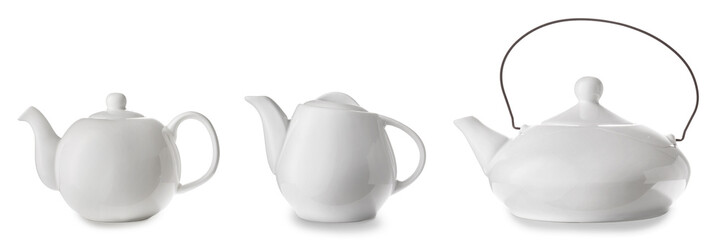 Set of teapots isolated on white