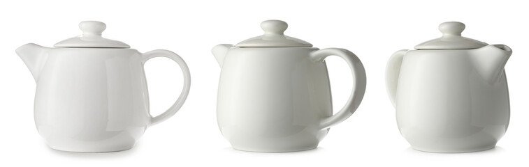 Set of teapots isolated on white