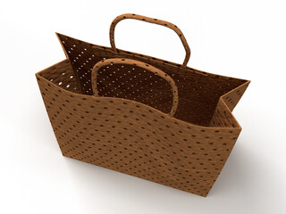 Obraz premium Isolated Top View of Shopping Bag or Basket on White Background, Realistic Shot of 3D Illustration.