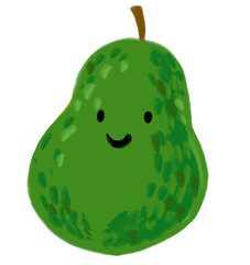 Avocado smile cartoon character illustration healthy fruit