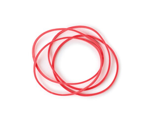 Red rubber bands isolated on white background