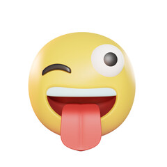 Winking Face With Tongue Emoji 3D Illustration