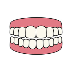 False teeth concept vector illustration. Dentures. Dental prosthetic.