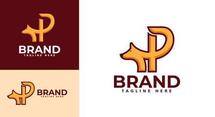 Creative letter P logo template combined with a Dog. Pet shop icon, Pet food logo, Veterinarian P letter dog, Dog icon, Unique pet Brand, Dog Logo