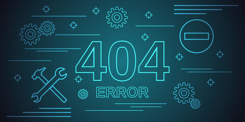 404 error page thin line art style vector concept illustration