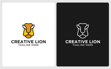 CREATIVE LION LINE ART FULL COLOR MODERN ABSTRACT 4