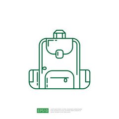 Backpack icon. Line style Vector