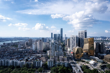 Fototapeta premium Aerial photography China Liuzhou modern city architecture landscape skyline