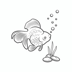 illustration of gold fish, vector art.