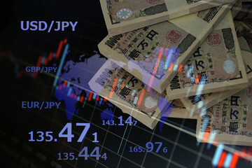 金融コンセプト　株価・為替レートの変動	