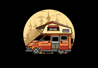 Camping on roof car illustration design