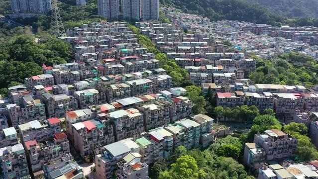 Asian Taiwan TaipeiCity Xindian terraced house culture drone 4K