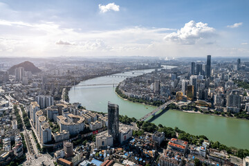 Fototapeta na wymiar Aerial photography China Liuzhou city architecture skyline