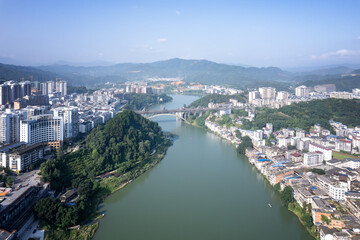 Fototapeta premium Aerial photography of Liuzhou Sanjiang scenery panorama
