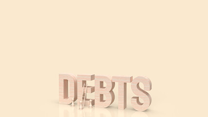 The debts wood text for business concept 3d rendering