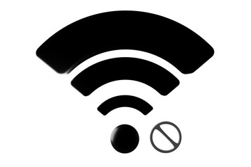 3D wifi sign symbol black white background isolated